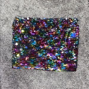Multicolored Sequin Tube Top / Rave Crop Top